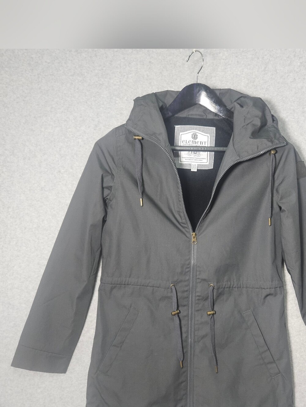 Element Wolfeboro Collection Womens Wynn Gray Hooded Rain Jacket Size Small